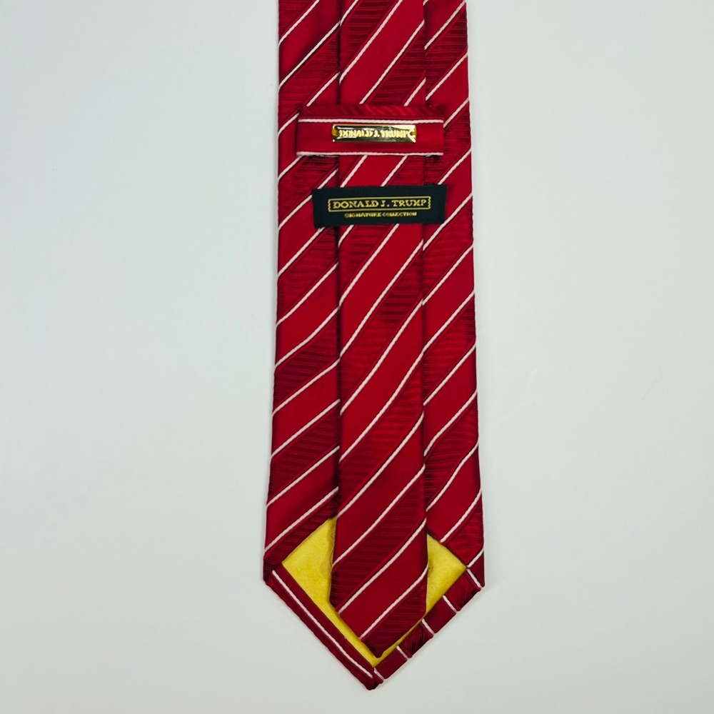 Donald J Trump Necktie Mens 61" Red Striped Silk Signature Collection Power Tie - Picture 11 of 11